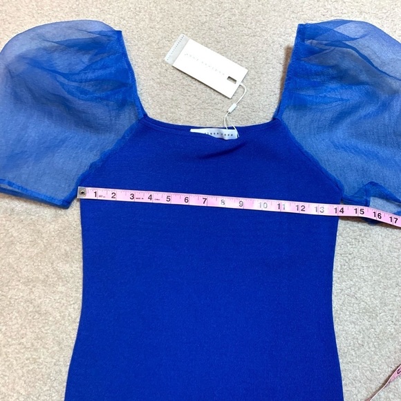 NWT Endless Rose Short Puff Sleeve Sweater Top Women Size XS Royal Blue - Picture 7 of 7